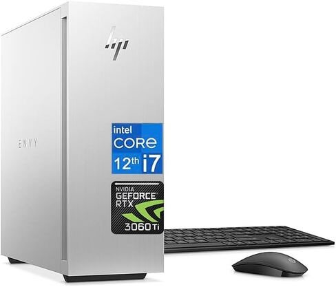 كمبيوتر HP 2022 الأحدث Envy Desktop، Intel Core i7-12700 (12-Core)، GeForce RTX 3060 Ti، 64 جيجابايت، 2 تيرابايت SSD، 2 تيرابايت HDD، Wi-Fi 6، لوحة مفاتيح وماوس USB لاسلكية، Windows 11 Home، حزمة مع JAWFOAL in Saudi Arabia