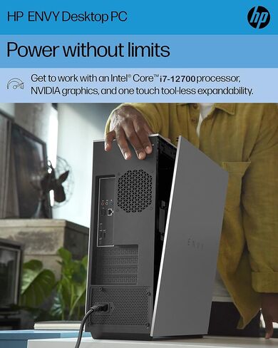 كمبيوتر HP 2022 الأحدث Envy Desktop، Intel Core i7-12700 (12-Core)، GeForce RTX 3060 Ti، 64 جيجابايت، 2 تيرابايت SSD، 2 تيرابايت HDD، Wi-Fi 6، لوحة مفاتيح وماوس USB لاسلكية، Windows 11 Home، حزمة مع JAWFOAL in Saudi Arabia