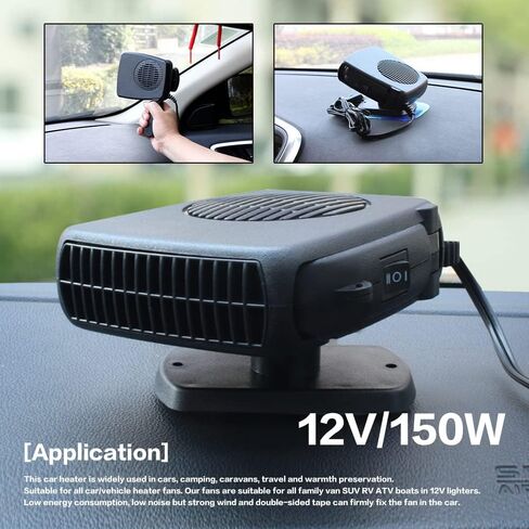 Rsept Car Heater Fan,12V 2 in 1 Fast Heating & Cooling Function Defrosting Electric Heater Fan,with Cigarette Lighter Plug,360 Degree Rotary Portable Car Windshield Heater for Fast Heating Defrost in Kuwait