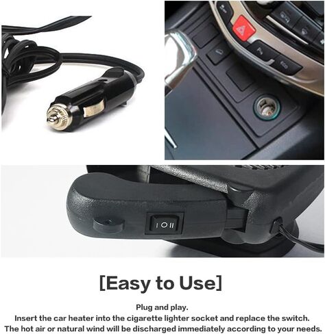 Rsept Car Heater Fan,12V 2 in 1 Fast Heating & Cooling Function Defrosting Electric Heater Fan,with Cigarette Lighter Plug,360 Degree Rotary Portable Car Windshield Heater for Fast Heating Defrost in Kuwait