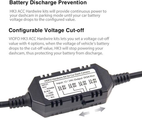 مجموعة أسلاك VIOFO HK3 مع 8 قطع مجموعة كاملة من صمامات الدائرة، منفذ USB صغير، لكاميرا A119V3/A129 Duo/A129 Plus Duo/A129 Pro Duo Dash Cam in Kuwait