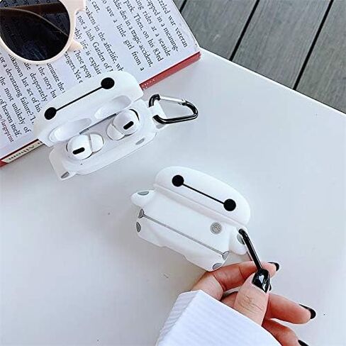 Baymax Protective Silicone Cover Compatible with AirPods Pro Wireless Charging Case, 3D Cute Cartoon Silicone Designer Skin,Funny Cool Design Protective Cover for AirPods Pro 2019 (Big White) in Saudi Arabia