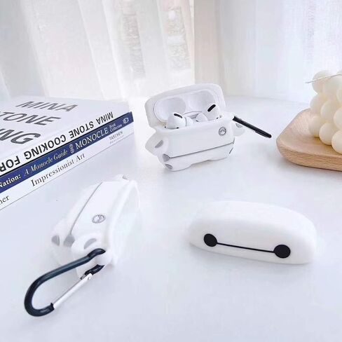 Baymax Protective Silicone Cover Compatible with AirPods Pro Wireless Charging Case, 3D Cute Cartoon Silicone Designer Skin,Funny Cool Design Protective Cover for AirPods Pro 2019 (Big White) in Saudi Arabia