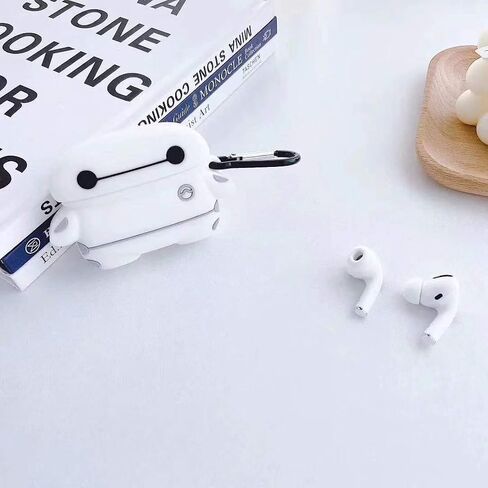 Baymax Protective Silicone Cover Compatible with AirPods Pro Wireless Charging Case, 3D Cute Cartoon Silicone Designer Skin,Funny Cool Design Protective Cover for AirPods Pro 2019 (Big White) in Saudi Arabia