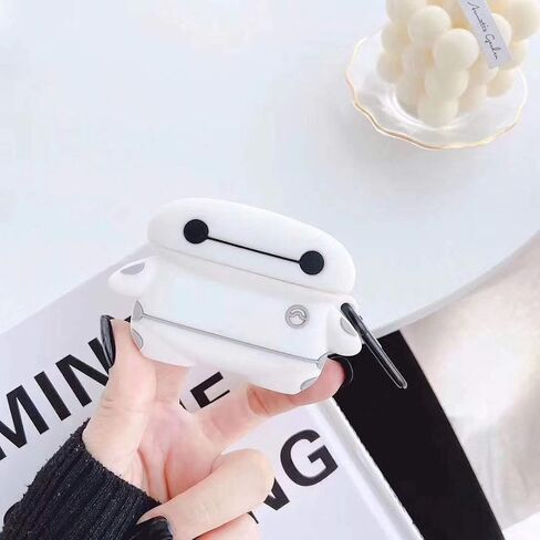 Baymax Protective Silicone Cover Compatible with AirPods Pro Wireless Charging Case, 3D Cute Cartoon Silicone Designer Skin,Funny Cool Design Protective Cover for AirPods Pro 2019 (Big White) in Saudi Arabia