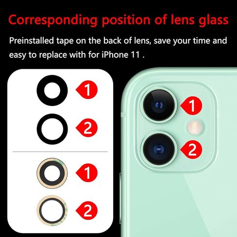2PCS Soaosdr Original Back Rear Camera Lens Glass Replacement for iPhone 11 6.1 inch with Camera Glass Lens kit pre-Installed Adhesive+Reparing Toolkit+Installation Manual in Kuwait