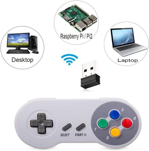 وحدة تحكم USB SNES لاسلكية من KIWITATA، وحدة تحكم لوحة ألعاب USB SNES الكلاسيكية القابلة لإعادة الشحن لأجهزة Windows PC MAC، Raspberry PI in Kuwait