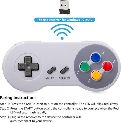 وحدة تحكم USB SNES لاسلكية من KIWITATA، وحدة تحكم لوحة ألعاب USB SNES الكلاسيكية القابلة لإعادة الشحن لأجهزة Windows PC MAC، Raspberry PI in Kuwait