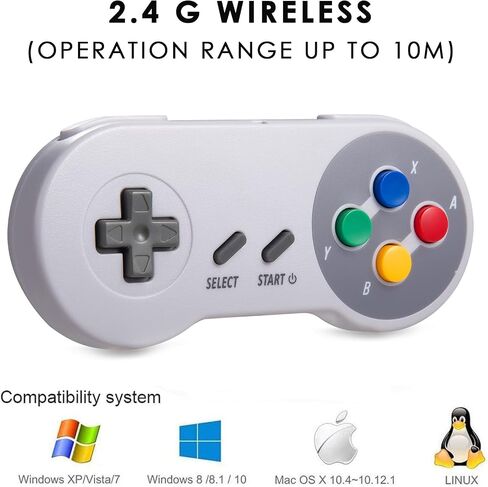 وحدة تحكم USB SNES لاسلكية من KIWITATA، وحدة تحكم لوحة ألعاب USB SNES الكلاسيكية القابلة لإعادة الشحن لأجهزة Windows PC MAC، Raspberry PI in Kuwait