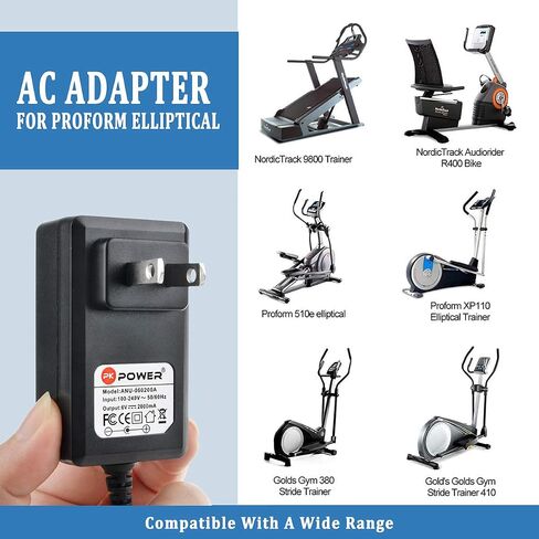 PKPOWER AC Adapter for Gold's Gym Spin 210 210U 290 290U 290C 230 230R 390 390R Stationary Bike Gym Power Spin Cycle Trainer 380 480 880 410 Elliptical GGEL63910 DC Charger in Saudi Arabia