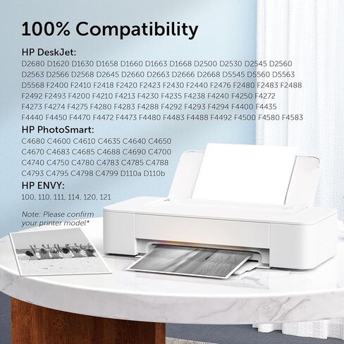 60XL Black Ink Cartridge High Yield Compatible for HP 60 XL Ink Work with HP PhotoSmart C4780 C4680 C4795 C4640 D110 D110a Deskjet F4480 F4440 F2430 Envy 110 120 111 Printer Remanufactured (2 Pack) in Kuwait