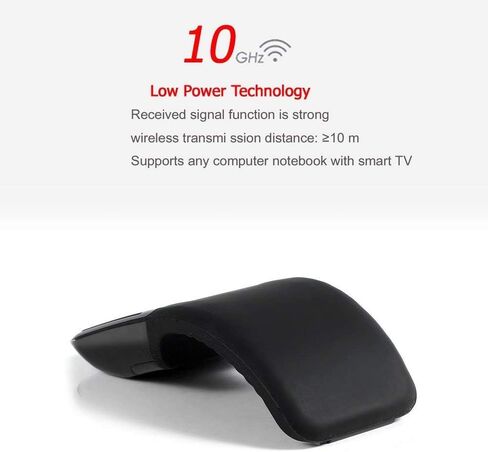 ماوس ضوئي جديد قابل للطي بتردد 2.4 جيجا هرتز يعمل باللمس مع مستقبل USB لاجهزة النوت بوك واللاب توب (اسود) in Saudi Arabia