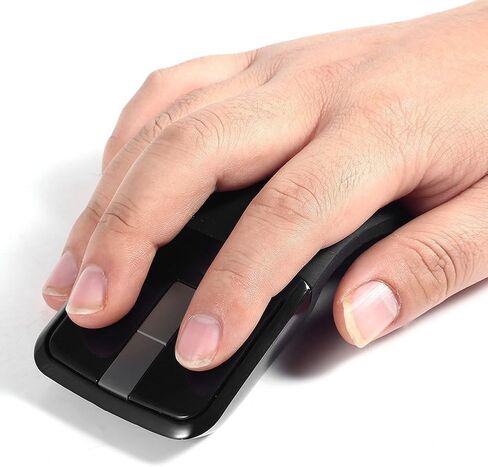 ماوس ضوئي جديد قابل للطي بتردد 2.4 جيجا هرتز يعمل باللمس مع مستقبل USB لاجهزة النوت بوك واللاب توب (اسود) in Saudi Arabia