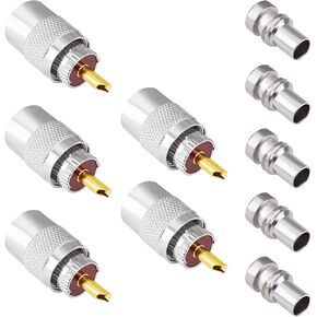 Goupchn PL259 Coax Connectors 2 Pack UHF Male Plug Solder Adapters | With Reducers, 50 Ohm, for RG58, RG59, RG8, RG8x, RG213, RG142, LMR195, LMR400 Coaxial Cable, Ham Radio Antenna in Saudi Arabia