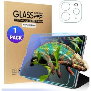 واقي شاشة من الزجاج المقوى المضاد للضوء الأزرق لجهاز iPad Pro 12.9 2022/2021/2020 (الجيل السادس/الخامس/الرابع) مع واقي عدسة الكاميرا، متوافق مع معرف الوجه ومضاد للخدش، طبقة زجاجية مقسى in Kuwait