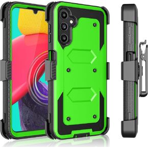 Tekcoo Holster Clip for Galaxy A14 5G Case [Tshell] Shock Absorbing [Built-in Screen] [Kickstand Locking Belt] Carrying Secure Swivel Defender Full Body Cover for Samsung Galaxy A14 5G Green