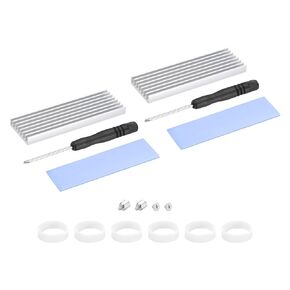 MECCANIXITY 2 Pack M.2 2280 Nvme SSD Heatsink Cooler Alloy Aluminum Heat Sink with Mounting Screws Screwdriver Kit,1mm Thermal Pad, for Laptop, 70 * 22 * 6mm, Silver Tone in Saudi Arabia