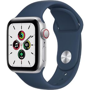 Apple Watch SE (GPS + Cellular، 40 ملم) - هيكل من الألومنيوم الفضي مع سوار رياضي باللون الأزرق Abyss (متجدد) in Kuwait
