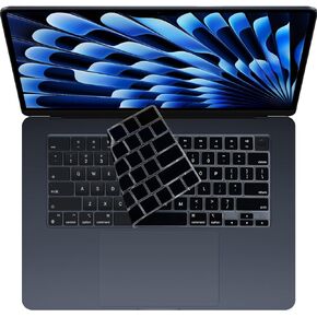 T Tersely [عبوتان] غطاء حماية للوحة المفاتيح لجهاز MacBook Air 15 بوصة 2023 (M2 Chip، Model A2941) مع شاشة Liquid Retina مقاس 15.3 بوصة، غطاء لوحة مفاتيح شفاف رفيع للغاية (أسود) in Saudi Arabia