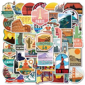 California Aesthetic Stickers, Cool Travel Stickers, 50PCS Hapiuen Waterproof Vinyl Stickers for Water Bottles, Laptop, Luggage, Teens Adults(CA)