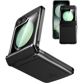 Feitenn for Samsung Z Flip 5 Case, Aluminum Metal Heavy Duty Shockproof Protective Case, Rugged Case with Hinge Protection and Built in Front Screen Protector for Galaxy Z Flip 5 (Black, Z Flip 5)