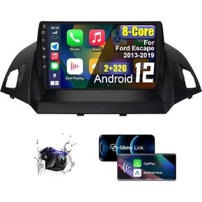 لسيارة Ford Escape 2013 2014 2015 2016 2017 2018 2019 ستيريو راديو السيارة مع Carplay اللاسلكي Android Auto، شاشة لمس عالية الدقة 8 Core Android 12 راديو السيارة مع كاميرا احتياطية بلوتوث AM/FM/RDS WiFi in Kuwait