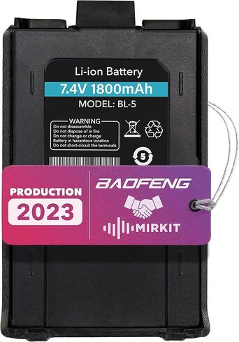 بطارية MIRKIT Baofeng BL-5 7.4 فولت 1800 مللي أمبير في الساعة ليثيوم أيون بسعة كبيرة لـ DM-5R UV-5R UV-5R Plus UV-5RE BF-F8HP UV-5R V2 + Plus UV-5RTP سلسلة راديو ثنائي الاتجاه in Kuwait