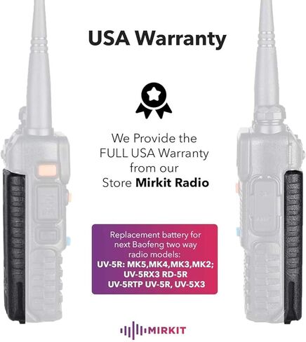 بطارية MIRKIT Baofeng BL-5 7.4 فولت 1800 مللي أمبير في الساعة ليثيوم أيون بسعة كبيرة لـ DM-5R UV-5R UV-5R Plus UV-5RE BF-F8HP UV-5R V2 + Plus UV-5RTP سلسلة راديو ثنائي الاتجاه in Kuwait