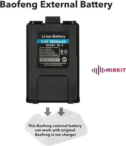 بطارية MIRKIT Baofeng BL-5 7.4 فولت 1800 مللي أمبير في الساعة ليثيوم أيون بسعة كبيرة لـ DM-5R UV-5R UV-5R Plus UV-5RE BF-F8HP UV-5R V2 + Plus UV-5RTP سلسلة راديو ثنائي الاتجاه in Kuwait