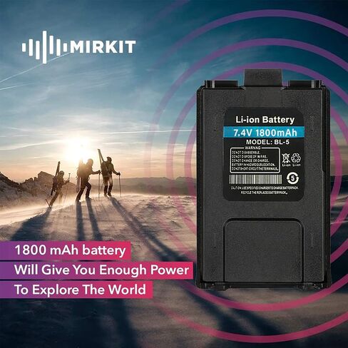 بطارية MIRKIT Baofeng BL-5 7.4 فولت 1800 مللي أمبير في الساعة ليثيوم أيون بسعة كبيرة لـ DM-5R UV-5R UV-5R Plus UV-5RE BF-F8HP UV-5R V2 + Plus UV-5RTP سلسلة راديو ثنائي الاتجاه in Kuwait