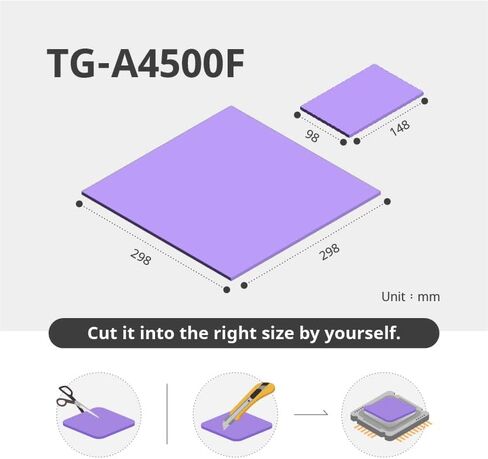 وسادة حرارية 4.0 وات/م ك، 98 × 148 × 3.5 مم، TG-A4500F حشو فجوات فائق النعومة، وسادة تبريد بالوعة الحرارة من شبكة الألياف الزجاجية، لأجهزة الكمبيوتر المحمول/وحدة معالجة الرسومات/وحدة المعالجة المركزية، حامل طبيعي in Kuwait