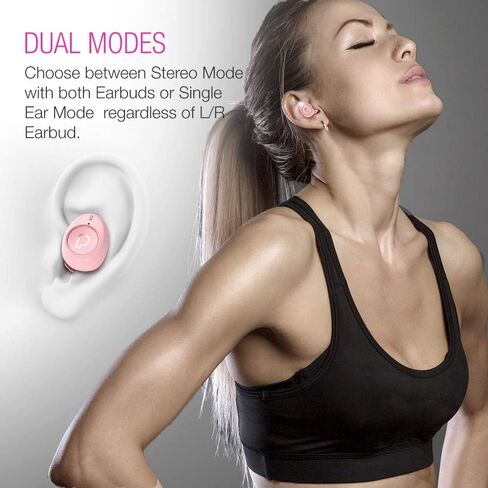 Purity True Wireless Earbuds with Immersive Sound, Bluetooth 5.0 Earphones in-Ear with Charging Case Stereo Calls/Built-in Microphones/IPX5 Sweatproof/Pumping Bass for Sports, Workout, Gym - Pink in Kuwait