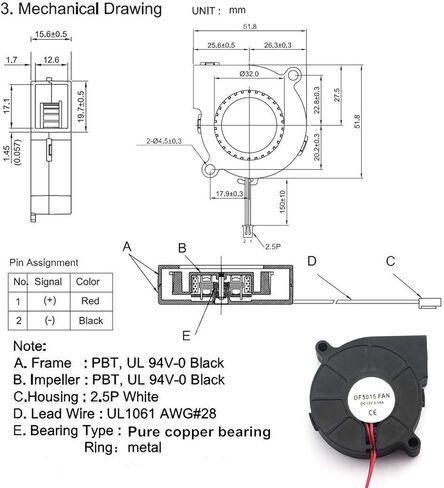 مروحة تبريد Magic&Shell DC 12V 3D Printer 5015 2in brushless Turbo Blower 50x50x15 mm in Kuwait
