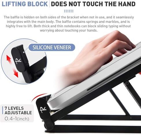 حامل لاب توب محمول قابل للتعديل مصنوع من خليط معدني من الالومنيوم قابل للطي وجيد التهوية لاجهزة ماك بوك ونوت بوك لون اسود in Kuwait