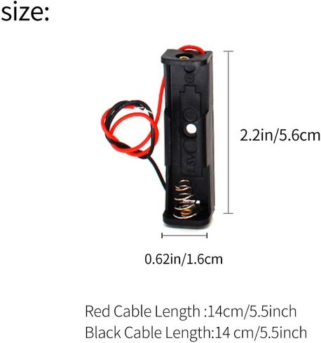 Single 1 AA Battery Holder, 1 X 1.5V AA Battery Holder, AA Battery Holder with Leads Wires (5-Pack) in Saudi Arabia