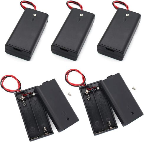 3 حامل بطارية AA مع غطاء لولبي لمفتاح التشغيل/الإيقاف وسلك يؤدي للتخزين وغطاء سلك ومشابك كابل خلية 4.5 فولت صندوق بطارية 3X 1.5 فولت حامل بطاريات AA (4 عبوات) in Kuwait