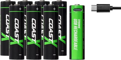 Coast AA USB-C Rechargeable Batteries, ZITHION-X, Lithium Ion 1.5v 2400 mAh, Long Lasting, Charges Under 2.5 Hours, Charging Cable Included, 4-Battery Pack in Saudi Arabia