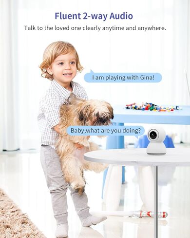 كاميرا 1080P للكلاب مع تطبيق الهاتف، للحيوانات الاليفة/الرضيع/المربية/كبار السن، كاميرا داخلية مع رؤية ليلية بالاشعة تحت الحمراء، تخزين محلي وسحابي in Kuwait