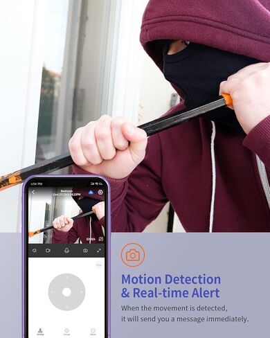 كاميرا 1080P للكلاب مع تطبيق الهاتف، للحيوانات الاليفة/الرضيع/المربية/كبار السن، كاميرا داخلية مع رؤية ليلية بالاشعة تحت الحمراء، تخزين محلي وسحابي in Kuwait