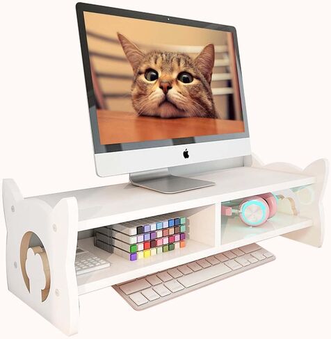 Monitor Stand Riser, Monitor Stand, 2 Tier Computer Monitor Stands, Monitor Riser, Monitor Stand for Desk, White Desktop Monitor Stand for PC/Laptop, Desktop Stand for PC Laptop Notebook Printer,Computer, iMac in Kuwait