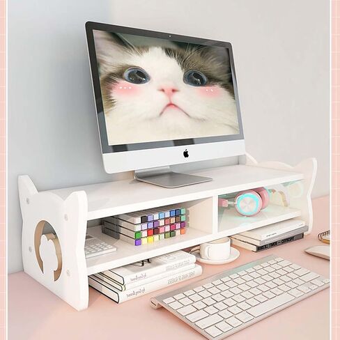 Monitor Stand Riser, Monitor Stand, 2 Tier Computer Monitor Stands, Monitor Riser, Monitor Stand for Desk, White Desktop Monitor Stand for PC/Laptop, Desktop Stand for PC Laptop Notebook Printer,Computer, iMac in Kuwait