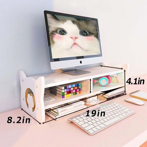 Monitor Stand Riser, Monitor Stand, 2 Tier Computer Monitor Stands, Monitor Riser, Monitor Stand for Desk, White Desktop Monitor Stand for PC/Laptop, Desktop Stand for PC Laptop Notebook Printer,Computer, iMac in Kuwait