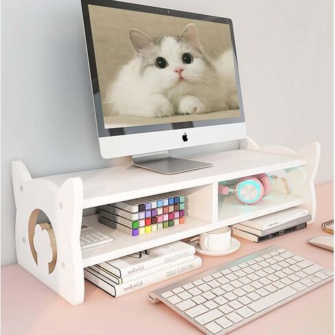 Monitor Stand Riser, Monitor Stand, 2 Tier Computer Monitor Stands, Monitor Riser, Monitor Stand for Desk, White Desktop Monitor Stand for PC/Laptop, Desktop Stand for PC Laptop Notebook Printer,Computer, iMac in Kuwait