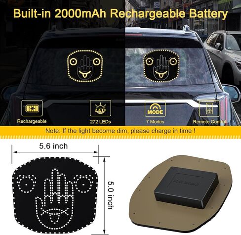 ملحقات السيارة LED القابلة لإعادة الشحن، 3 أوضاع ضوء إشارة إصبع السيارة و4 أوضاع ضوء إشارة التعبير مع جهاز تحكم عن بعد للسيارة، 2 في 1 ضوء داخلي رائع للسيارة للتعبير عن نفسك، أدوات إكسسوارات السيارة in Kuwait