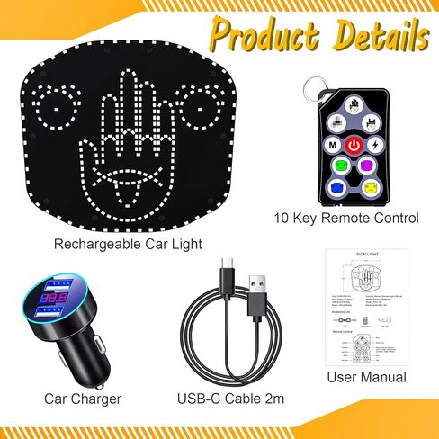 ملحقات السيارة LED القابلة لإعادة الشحن، 3 أوضاع ضوء إشارة إصبع السيارة و4 أوضاع ضوء إشارة التعبير مع جهاز تحكم عن بعد للسيارة، 2 في 1 ضوء داخلي رائع للسيارة للتعبير عن نفسك، أدوات إكسسوارات السيارة in Kuwait