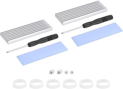 MECCANIXITY 2 Pack M.2 2280 Nvme SSD Heatsink Cooler Alloy الألومنيوم بالوعة الحرارة مع مسامير التثبيت عدة مفك البراغي، وسادة حرارية 1 مم، للكمبيوتر المحمول، 70 * 22 * ​​6 مم، لون فضي in Saudi Arabia