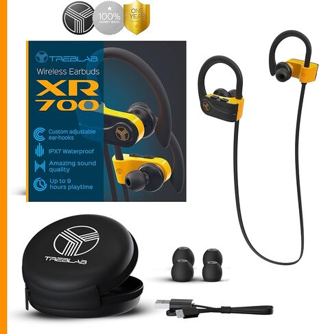 سماعات أذن لاسلكية للجري TREBLAB XR700 PRO - أفضل سماعات الرأس الرياضية لعام 2019، وخطافات أذن مخصصة قابلة للتعديل، بلوتوث 5.0 IPX7 مقاومة للماء، سماعات أذن متينة للتمرين، ميكروفون داخل الأذن لإلغاء الضوضاء in Kuwait