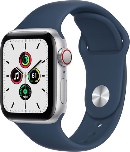Apple Watch SE (GPS + Cellular, 40mm) - Silver Aluminum Case with Abyss Blue Sport Band (Renewed) in Saudi Arabia