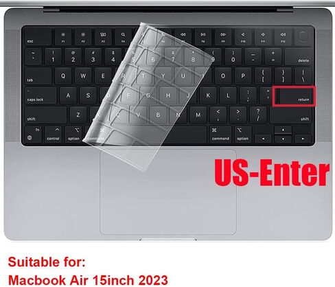 T Tersely [عبوتان] غطاء حماية للوحة المفاتيح لجهاز MacBook Air 15 بوصة 2023 (M2 Chip، Model A2941) مع شاشة Liquid Retina مقاس 15.3 بوصة، غطاء لوحة مفاتيح شفاف رفيع للغاية (أسود) in Saudi Arabia