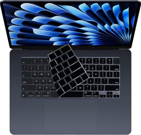 T Tersely [عبوتان] غطاء حماية للوحة المفاتيح لجهاز MacBook Air 15 بوصة 2023 (M2 Chip، Model A2941) مع شاشة Liquid Retina مقاس 15.3 بوصة، غطاء لوحة مفاتيح شفاف رفيع للغاية (أسود) in Saudi Arabia